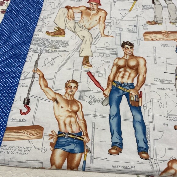 The Construction Worker fabric pillow case Pin up Alexander Henry standard - Picture 8 of 12